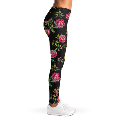 Butterfly And Flower Pattern Print Women's Leggings