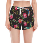 Butterfly And Flower Pattern Print Women's Split Running Shorts