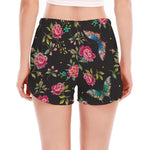 Butterfly And Flower Pattern Print Women's Split Running Shorts
