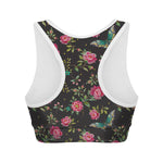 Butterfly And Flower Pattern Print Women's Sports Bra