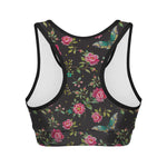 Butterfly And Flower Pattern Print Women's Sports Bra