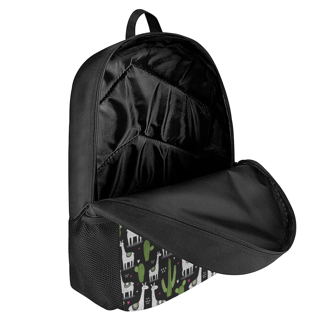 Cactus And Llama Pattern Print 17 Inch Backpack