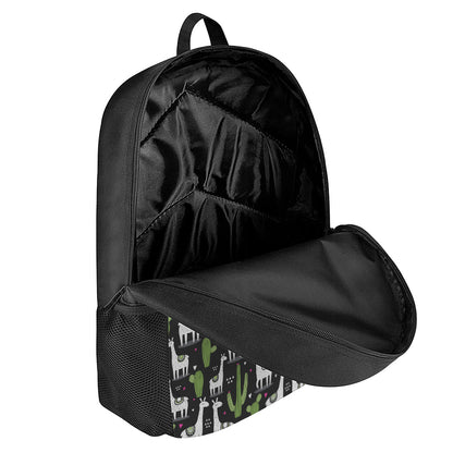 Cactus And Llama Pattern Print 17 Inch Backpack