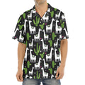 Cactus And Llama Pattern Print Aloha Shirt