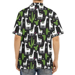 Cactus And Llama Pattern Print Aloha Shirt