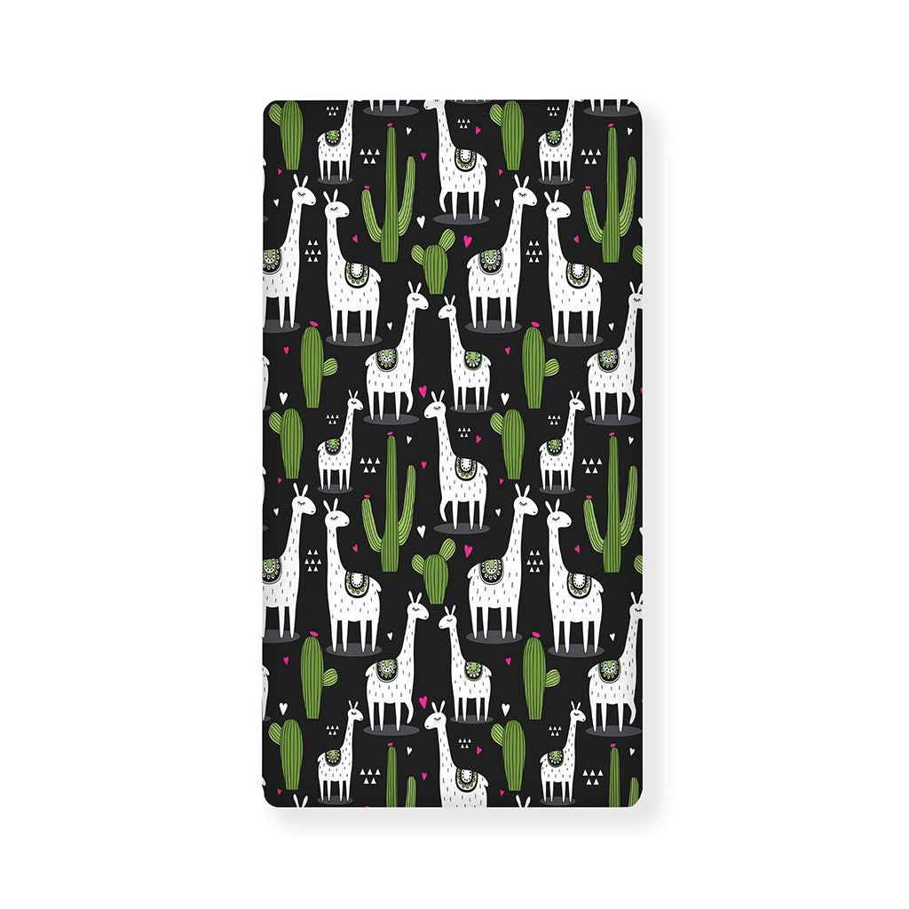Cactus And Llama Pattern Print Baby Crib Sheet