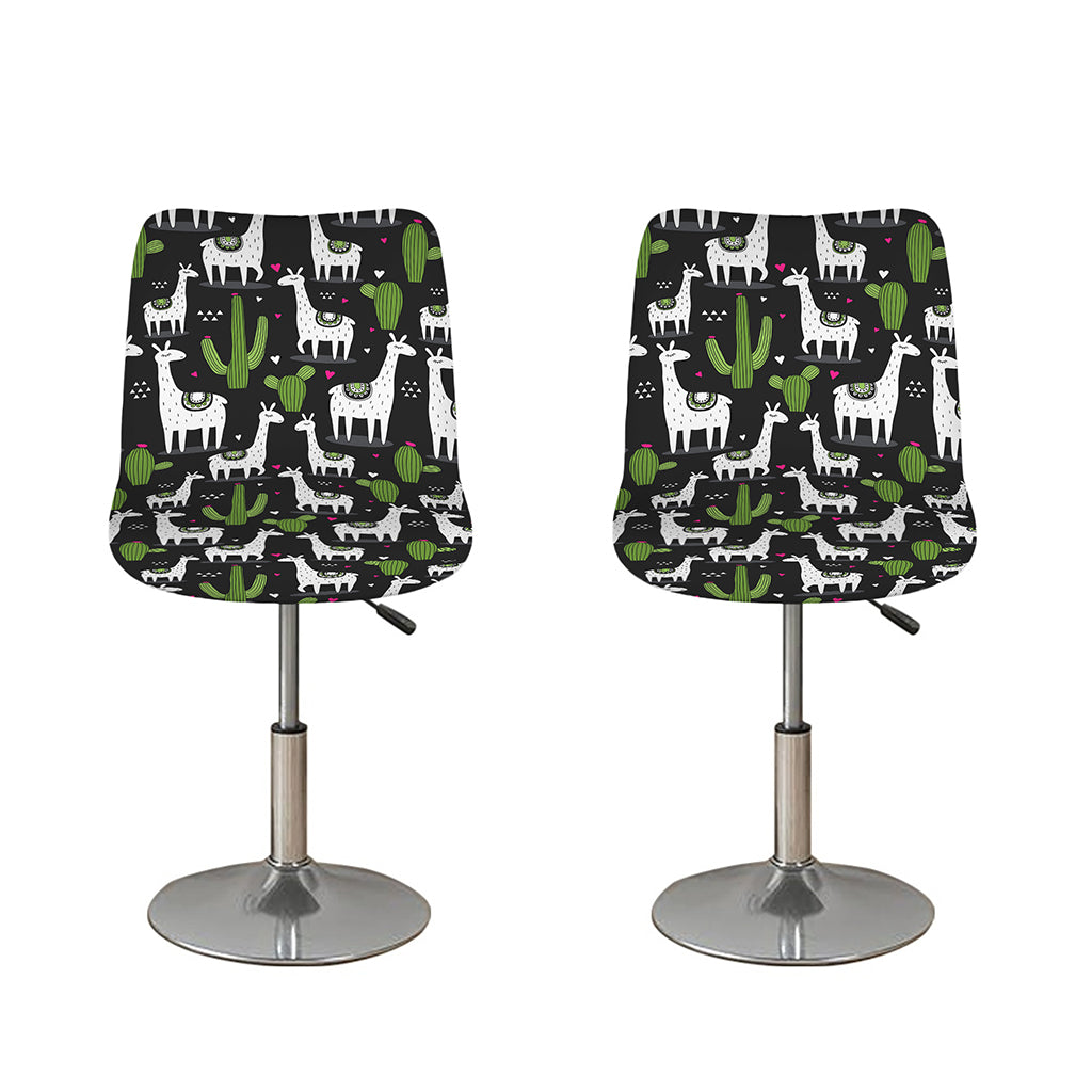 Cactus And Llama Pattern Print Bar Stool Covers