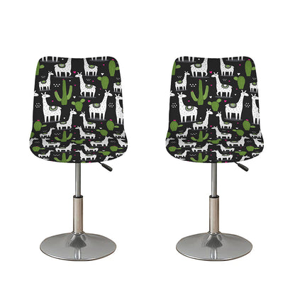 Cactus And Llama Pattern Print Bar Stool Covers