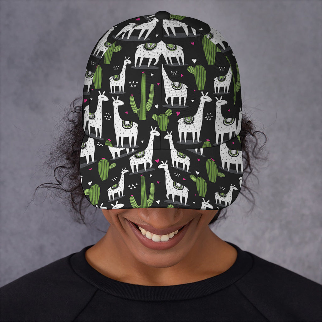 Cactus And Llama Pattern Print Baseball Cap