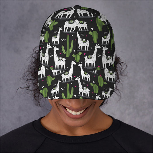 Cactus And Llama Pattern Print Baseball Cap