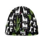 Cactus And Llama Pattern Print Beanie