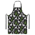 Cactus And Llama Pattern Print Bib Apron With Pocket