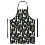 Cactus And Llama Pattern Print Bib Apron With Pocket