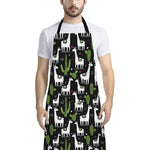 Cactus And Llama Pattern Print Bib Apron With Pocket