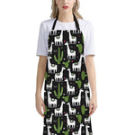 Cactus And Llama Pattern Print Bib Apron With Pocket