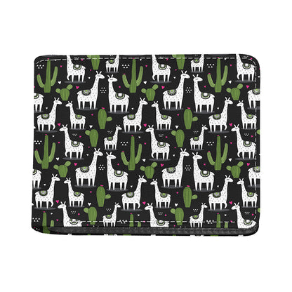 Cactus And Llama Pattern Print Bifold Wallet
