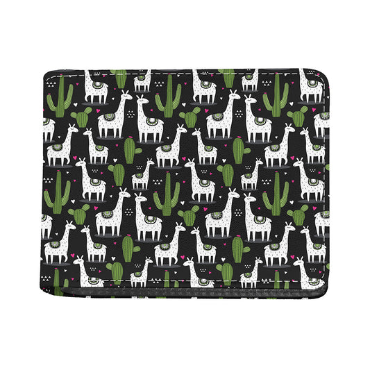 Cactus And Llama Pattern Print Bifold Wallet
