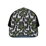 Cactus And Llama Pattern Print Black Mesh Trucker Cap