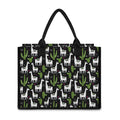 Cactus And Llama Pattern Print Canvas Tote Bag