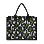 Cactus And Llama Pattern Print Canvas Tote Bag