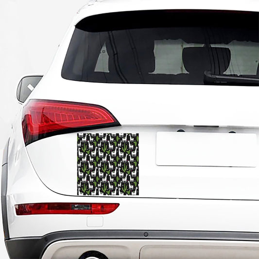 Cactus And Llama Pattern Print Car Sticker