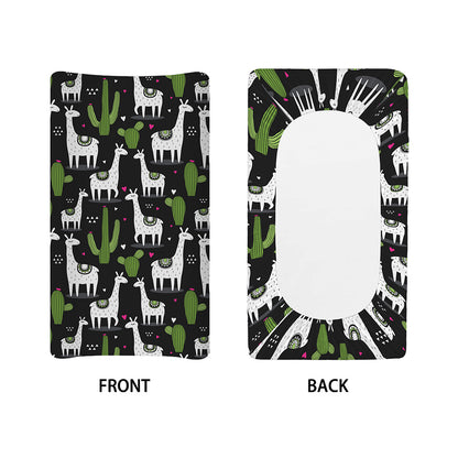 Cactus And Llama Pattern Print Changing Pad Cover
