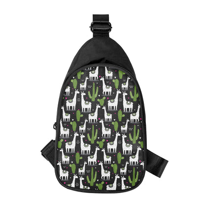 Cactus And Llama Pattern Print Chest Bag