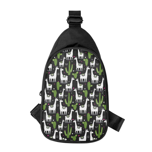 Cactus And Llama Pattern Print Chest Bag