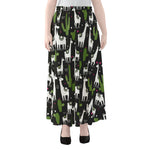 Cactus And Llama Pattern Print Chiffon Maxi Skirt