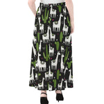 Cactus And Llama Pattern Print Chiffon Maxi Skirt