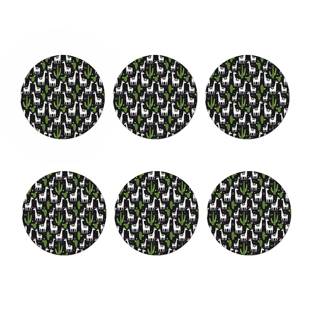 Cactus And Llama Pattern Print Coaster Set