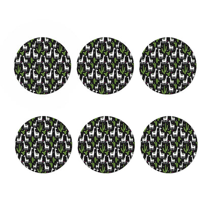 Cactus And Llama Pattern Print Coaster Set