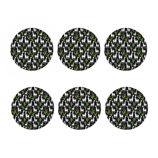 Cactus And Llama Pattern Print Coaster Set