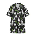 Cactus And Llama Pattern Print Cotton Hawaiian Shirt