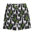 Cactus And Llama Pattern Print Cotton Shorts