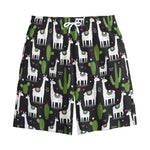 Cactus And Llama Pattern Print Cotton Shorts