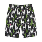 Cactus And Llama Pattern Print Cotton Shorts