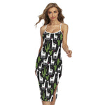 Cactus And Llama Pattern Print Cross Back Cami Dress