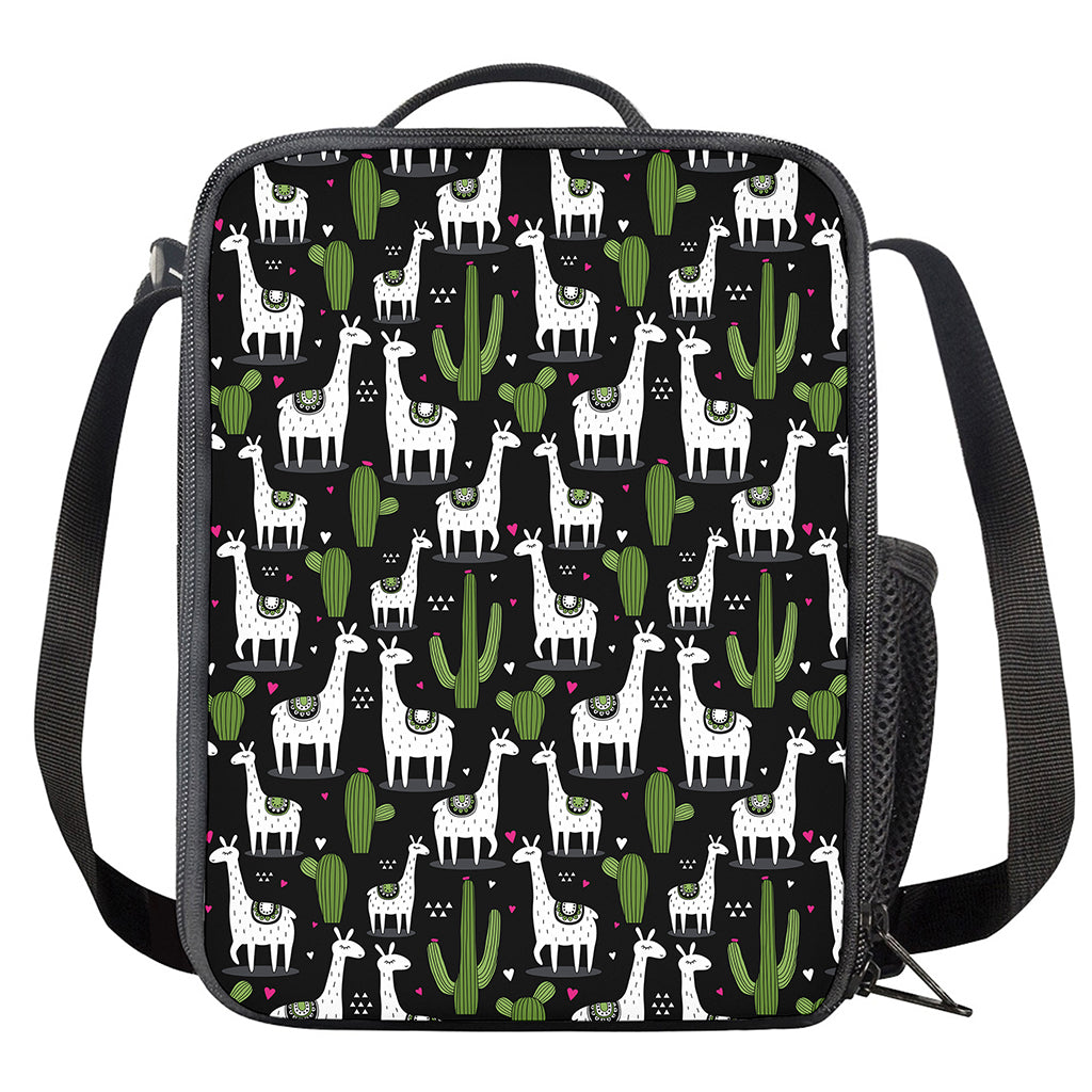 Cactus And Llama Pattern Print Crossbody Lunch Bag