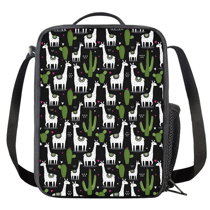 Cactus And Llama Pattern Print Crossbody Lunch Bag