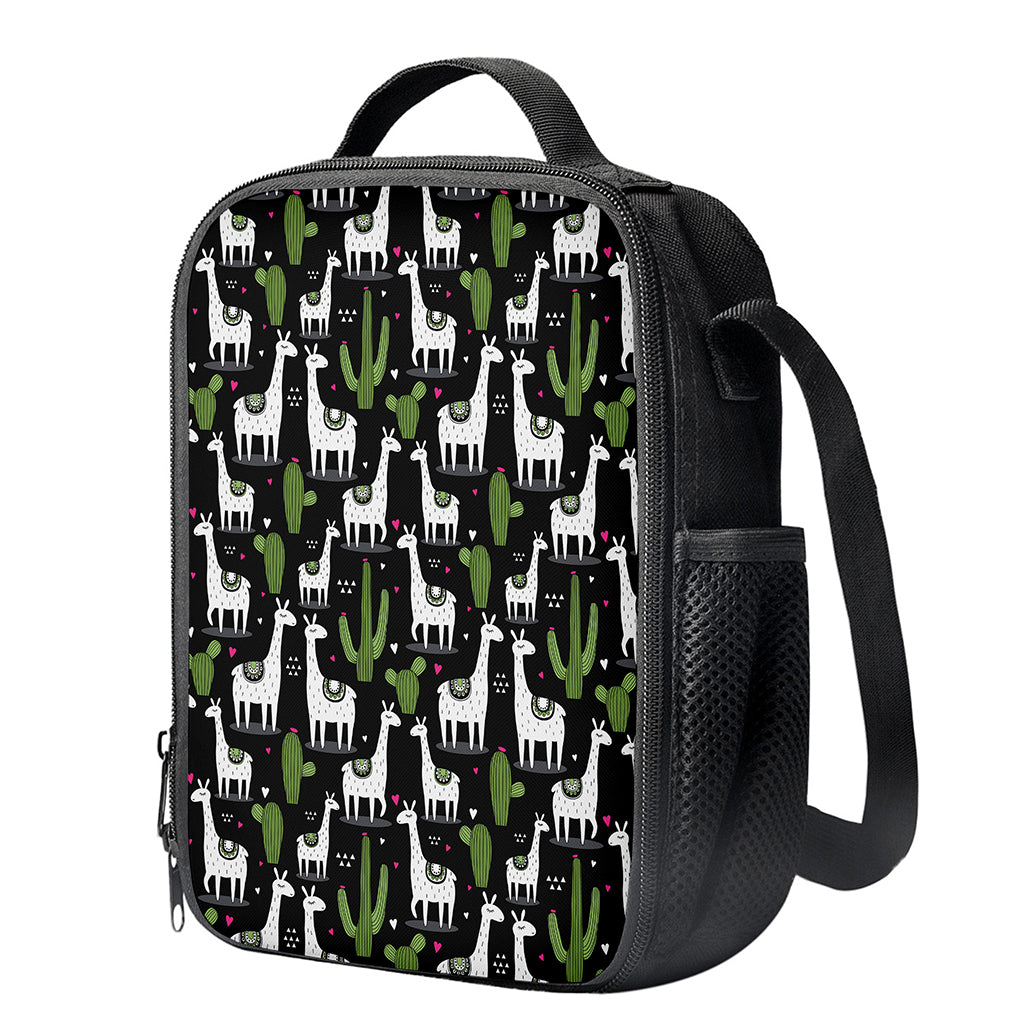 Cactus And Llama Pattern Print Crossbody Lunch Bag