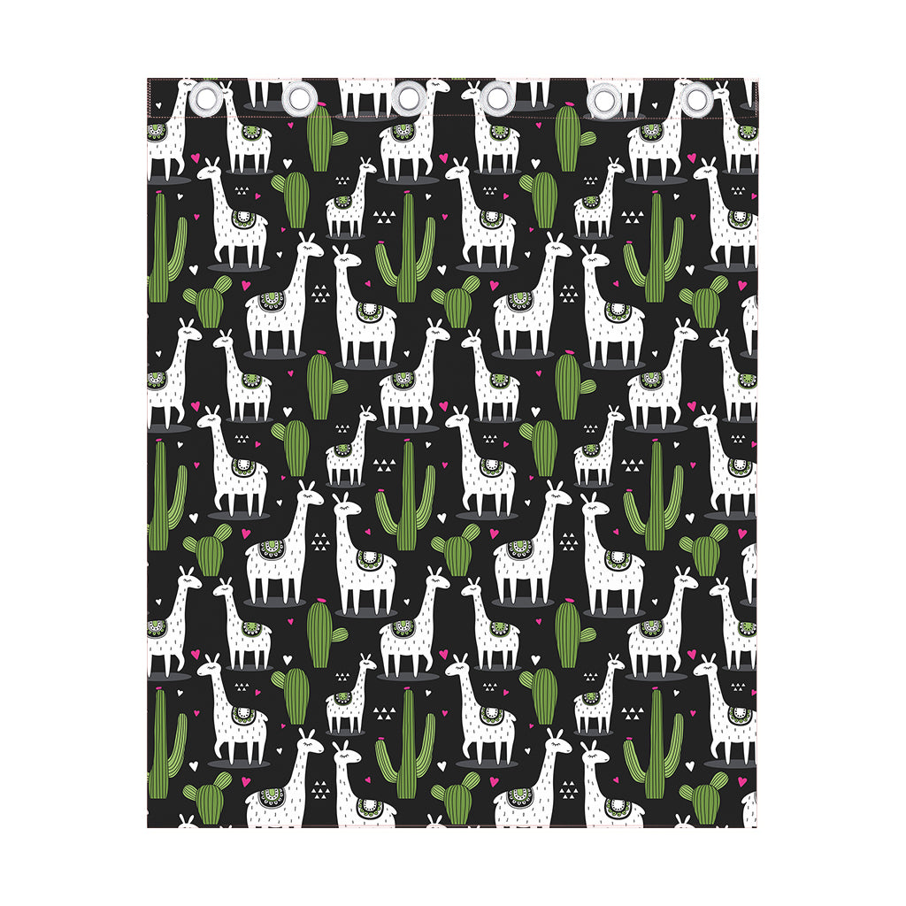 Cactus And Llama Pattern Print Curtain