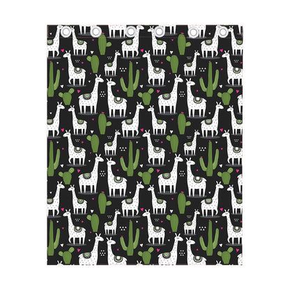 Cactus And Llama Pattern Print Curtain