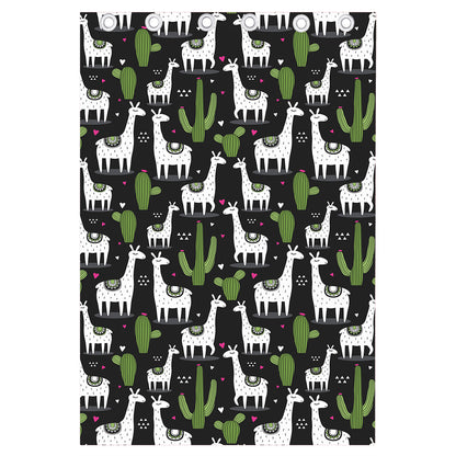 Cactus And Llama Pattern Print Curtain