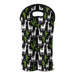Cactus And Llama Pattern Print Double Neoprene Wine Tote