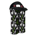 Cactus And Llama Pattern Print Double Neoprene Wine Tote