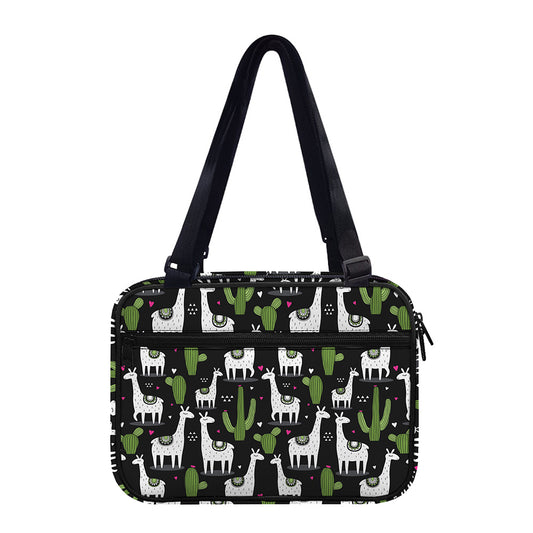 Cactus And Llama Pattern Print Double Strap Bible Bag