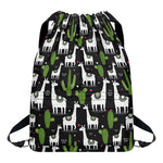 Cactus And Llama Pattern Print Drawstring Backpack