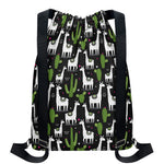 Cactus And Llama Pattern Print Drawstring Backpack