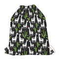 Cactus And Llama Pattern Print Drawstring Bag